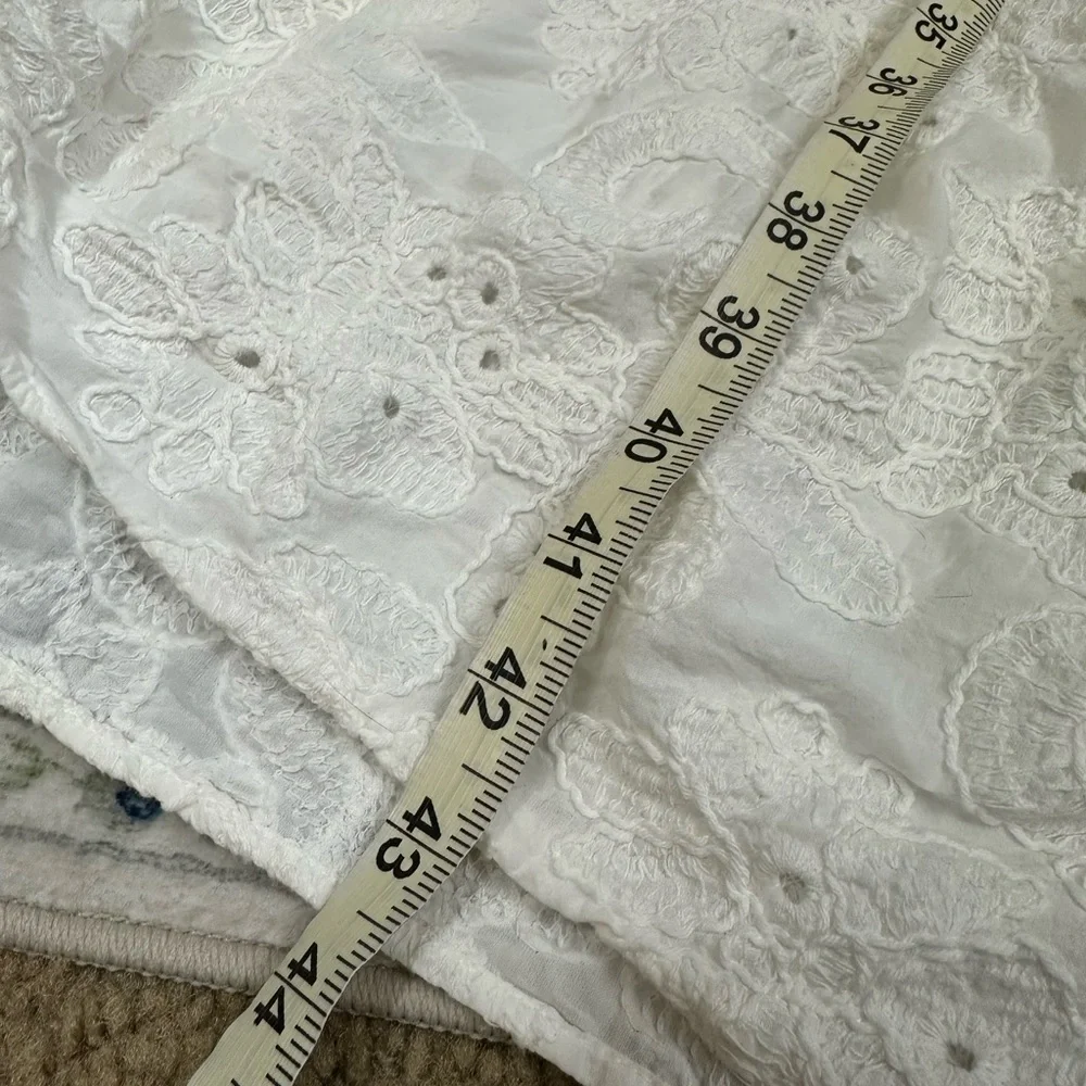 Zara White Eyelet Puff Sleeve Midi Dress Cottagecore Spring Capsule Chic - Picture 7 of 7